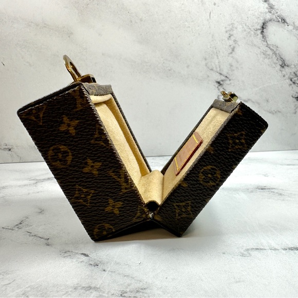 Louis Vuitton Monogram Ring Box Trunk Case LV Mini Clutch Gold Vintage Brown - Picture 10 of 15